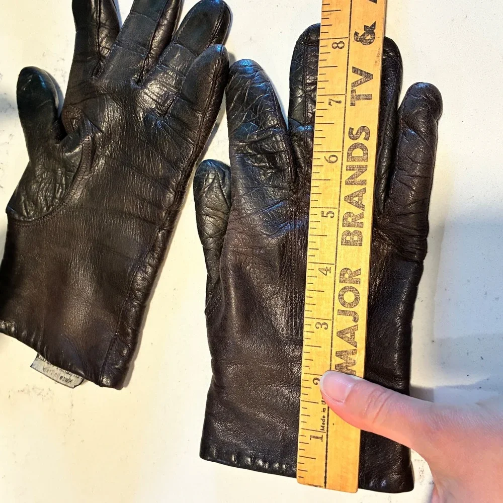 Antonio Murolo Gloves 7 Dark Brown Leather Wool Lined Italy Classic Quiet Luxury